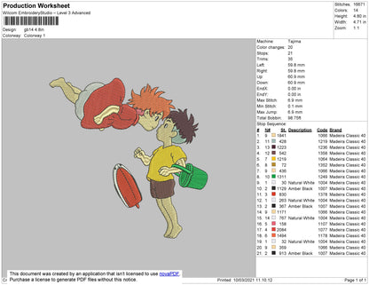 Ponyo Embroidery File 4 size