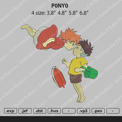 Ponyo Embroidery File 4 size