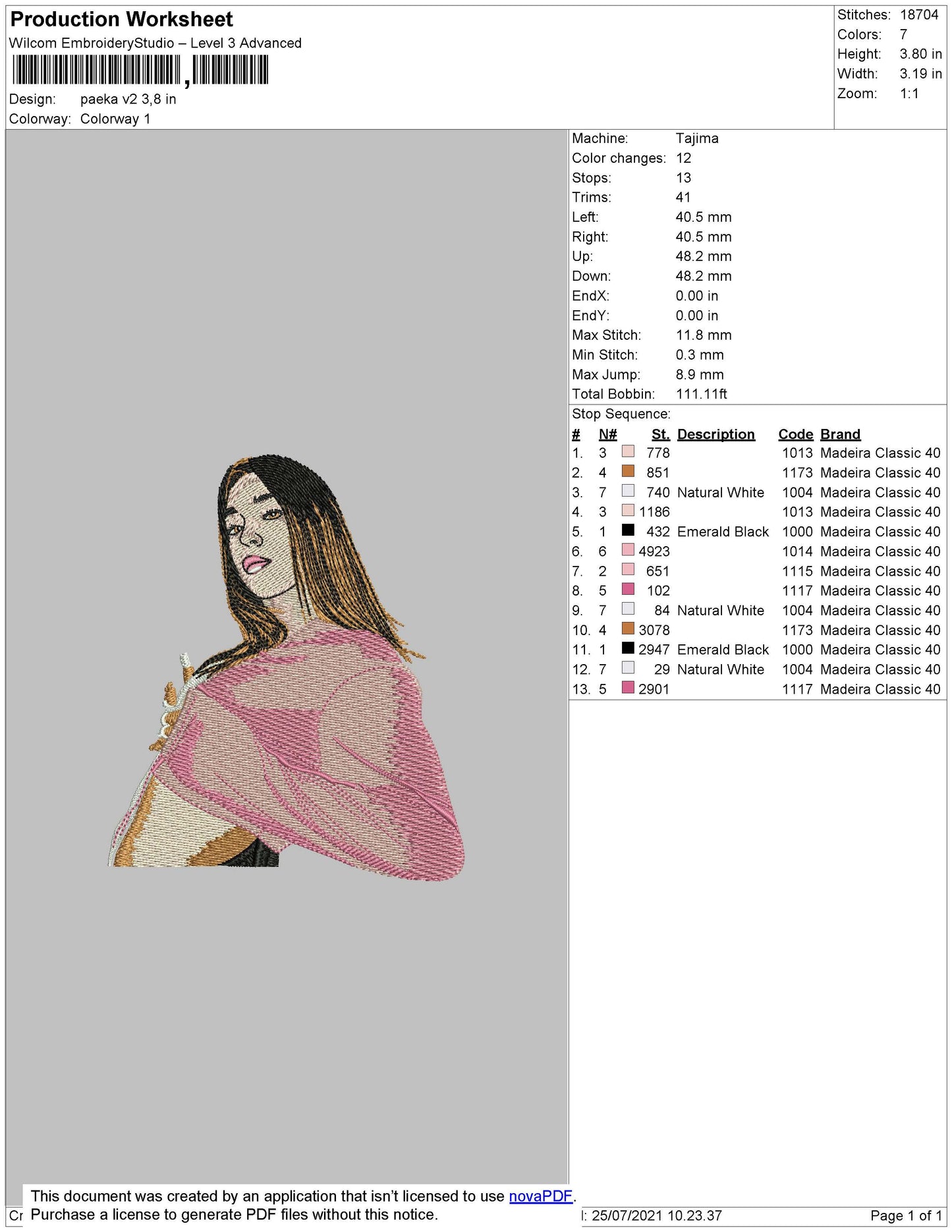 Paeka V2 Embroidery File 4 size