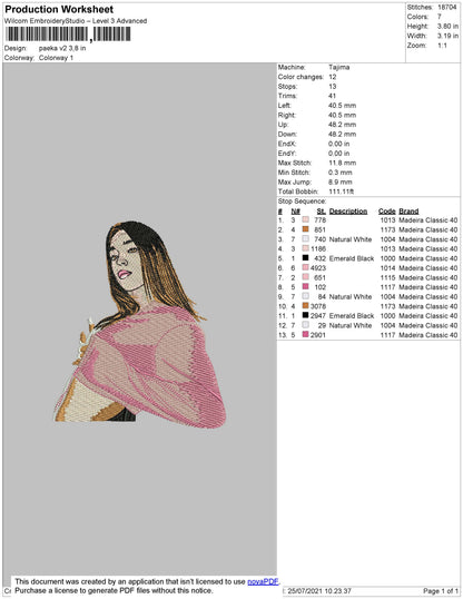 Paeka V2 Embroidery File 4 size