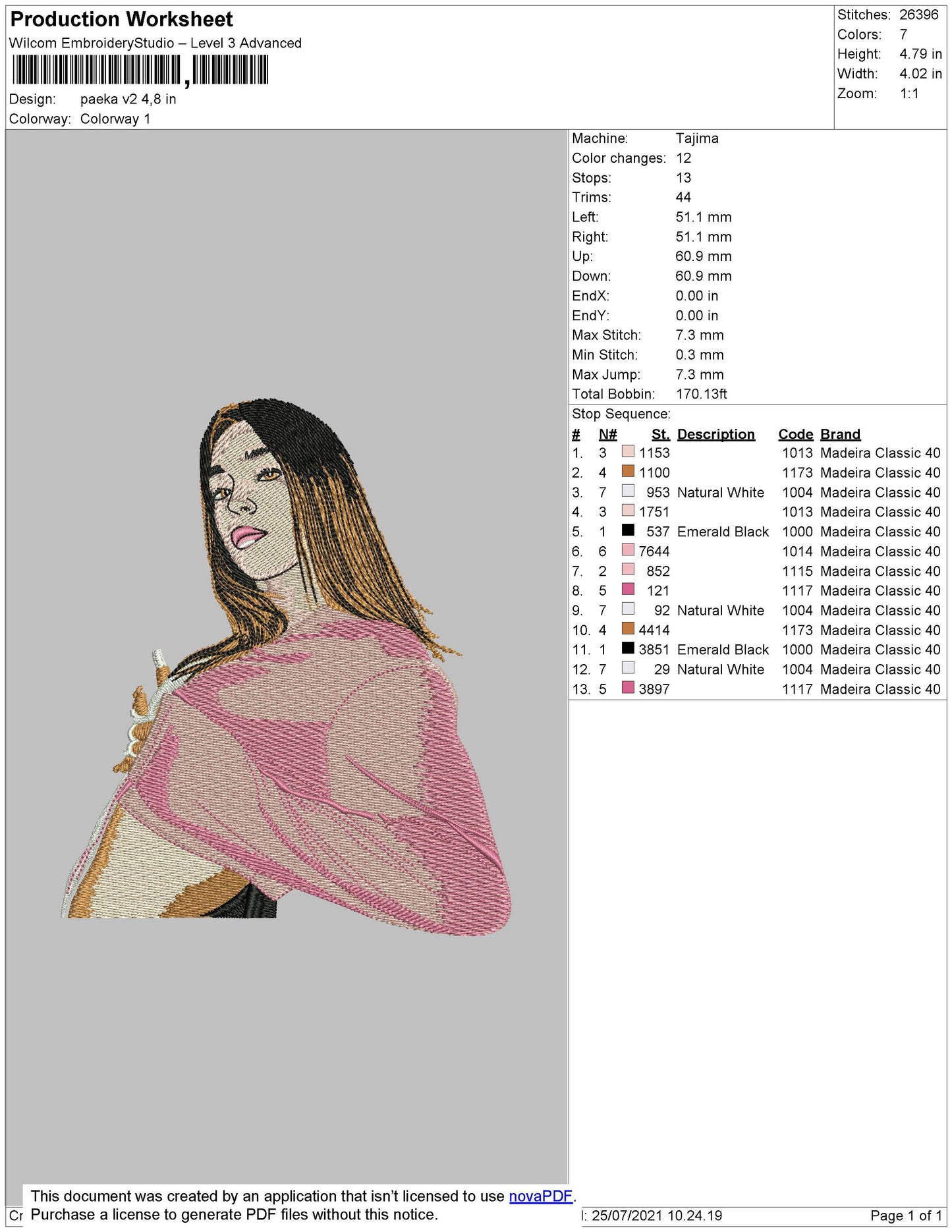Paeka V2 Embroidery File 4 size