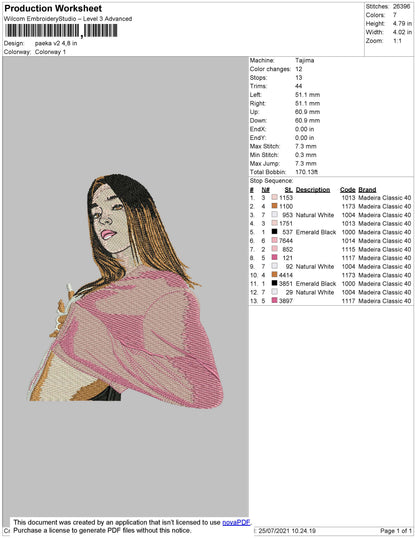 Paeka V2 Embroidery File 4 size