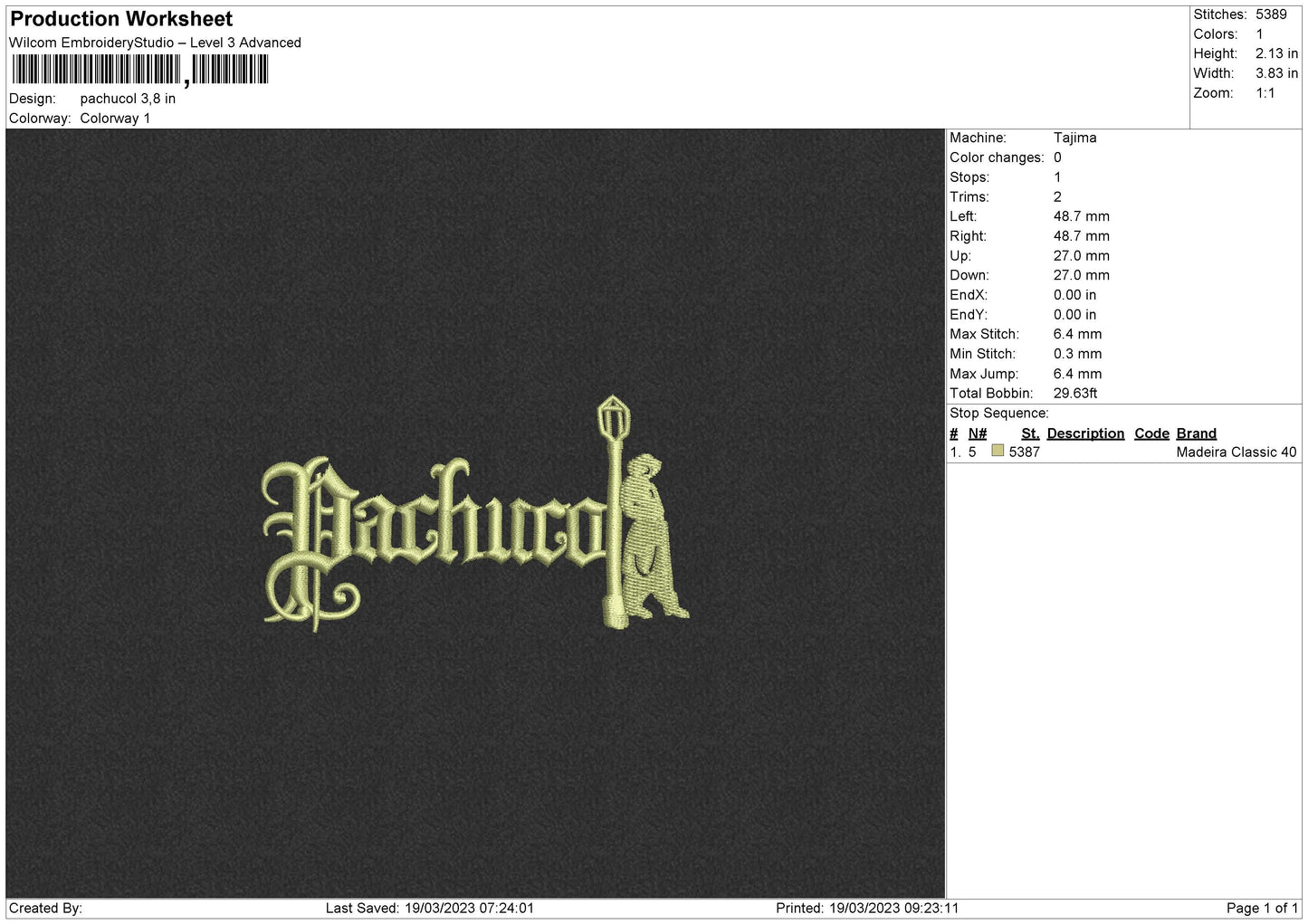 Pachucol Embroidery File 6 sizes