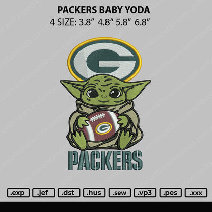 Packers Baby Yoda Embroidery File 4 size