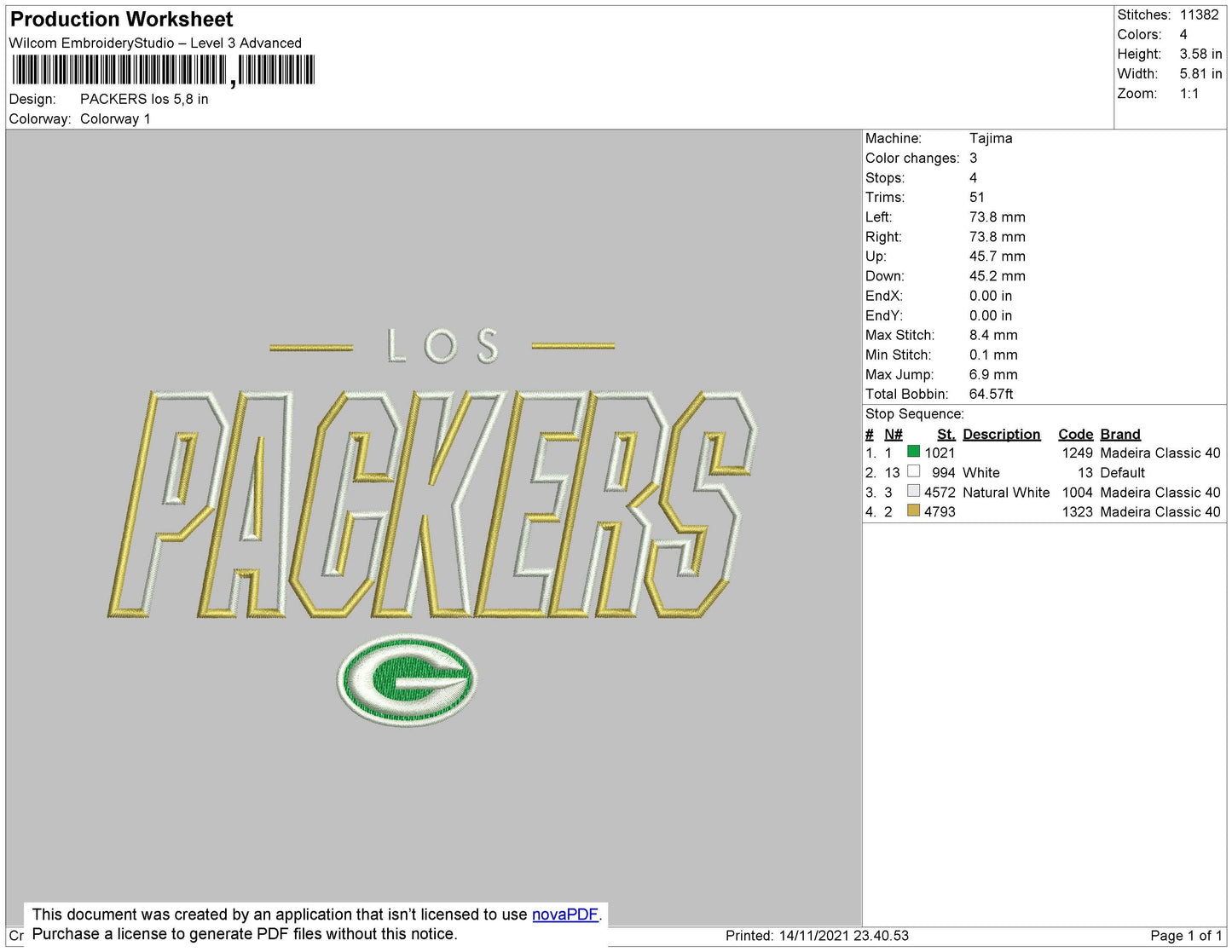 Packers Embroidery File 4 size