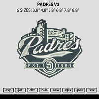 Padres V2 Embroidery File 6 sizes