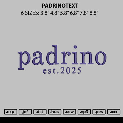 Pedrinotext Embroidery File 6 sizes