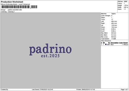 Pedrinotext Embroidery File 6 sizes