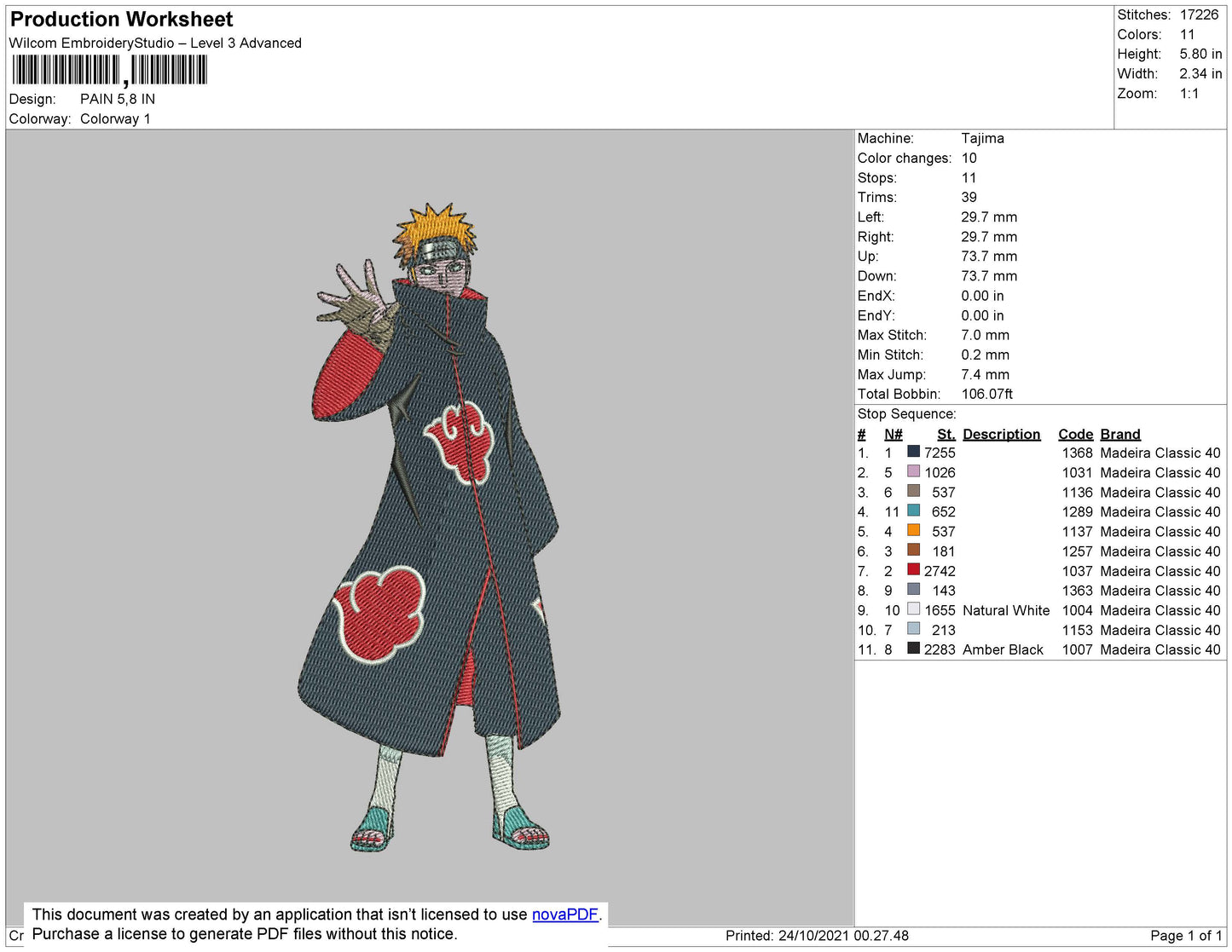 Pain 002 Embroidery File 4 size
