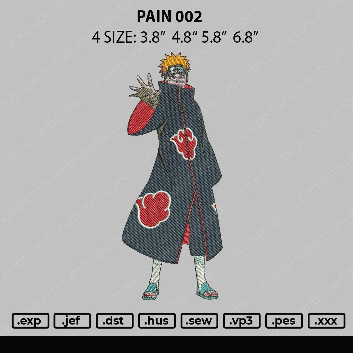 Pain 002 Embroidery File 4 size