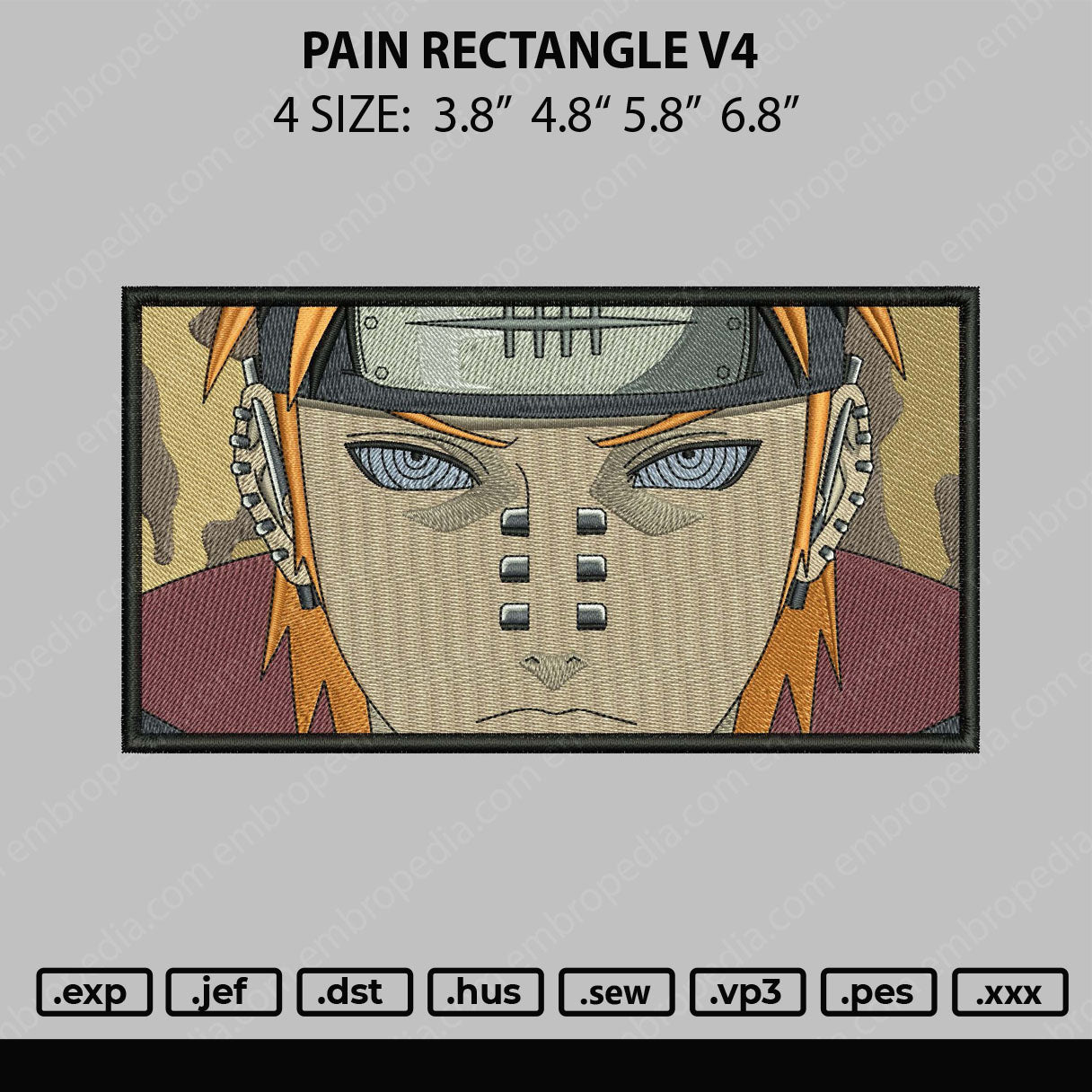 Pain Rectangle v4 Embroidery File 4 size