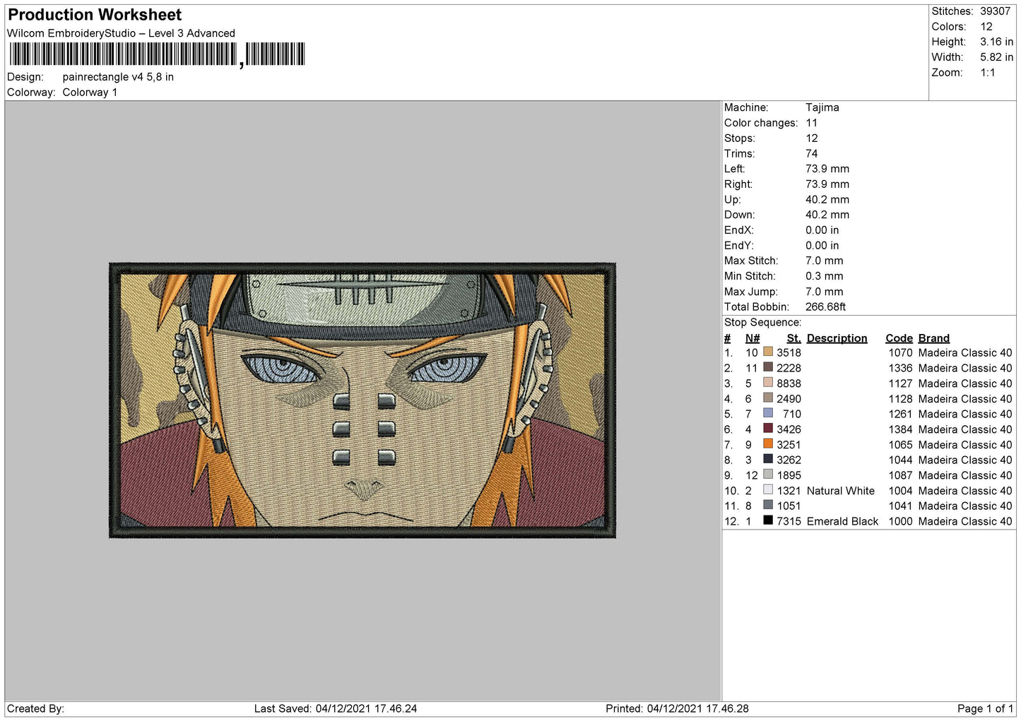 Pain Rectangle v4 Embroidery File 4 size