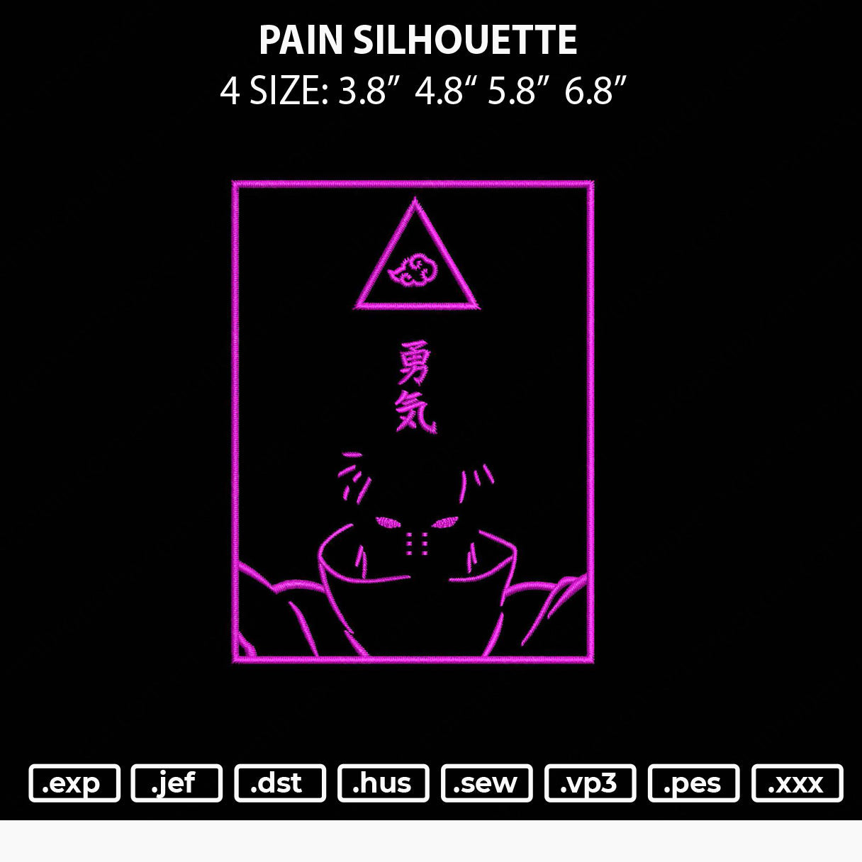 Pain Shilouette Embroidery File 4 size