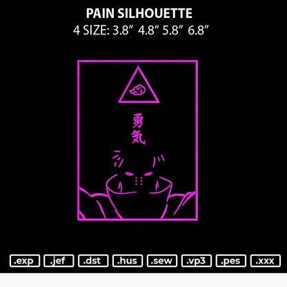 Pain Shilouette Embroidery File 4 size