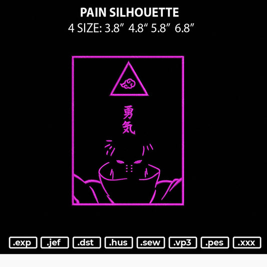 Pain Shilouette Embroidery File 4 size