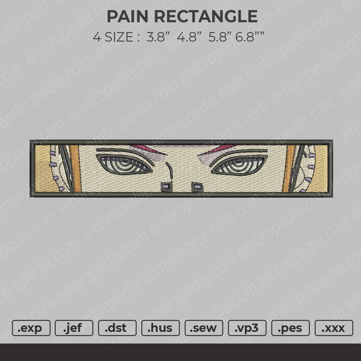 Pain Rectangle Embroidery File 4 size