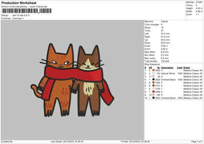 Cats 2012 Embroidery File 6 sizes