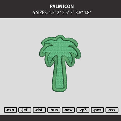 Palm Icon Embroidery Machine Design File 6 sizes