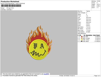 PA Logo Embroidery File 4 size
