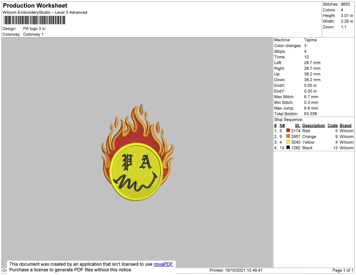 PA Logo Embroidery File 4 size
