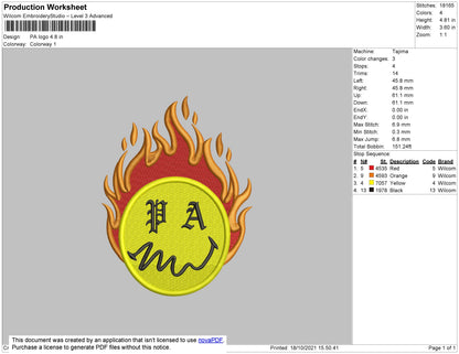 PA Logo Embroidery File 4 size