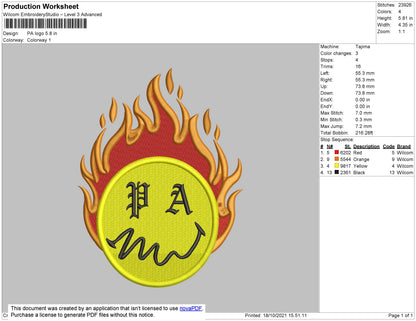 PA Logo Embroidery File 4 size