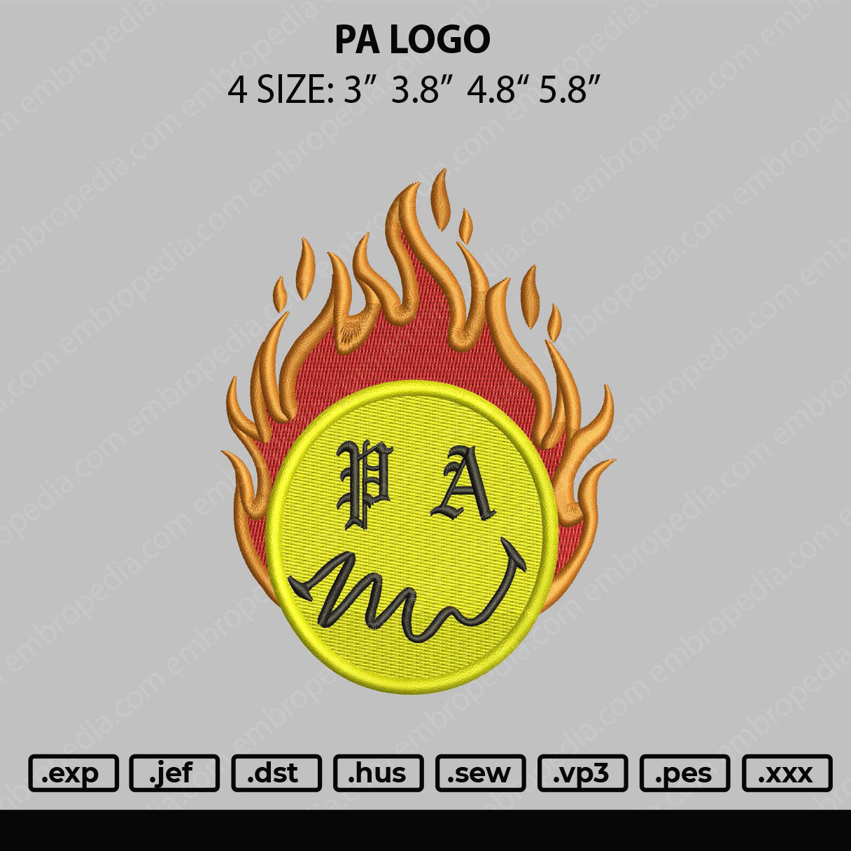 PA Logo Embroidery File 4 size