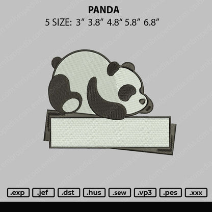 Panda Embroidery File 5 size