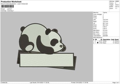 Panda Embroidery File 5 size
