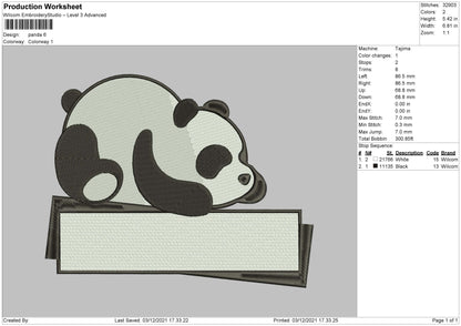 Panda Embroidery File 5 size