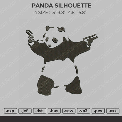 Panda Silhouette Embroidery File 4 size