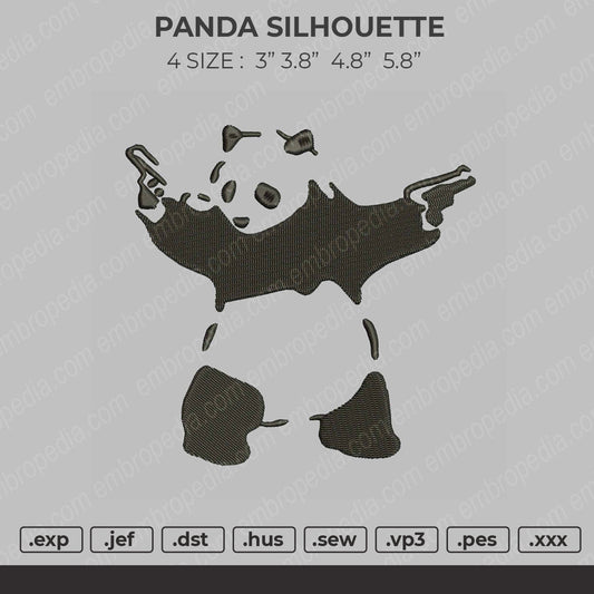 Panda Silhouette Embroidery File 4 size