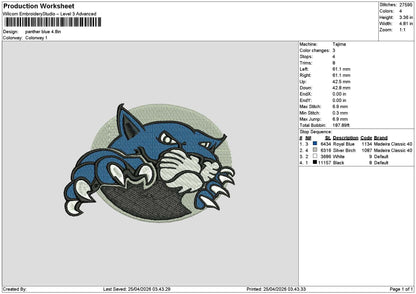 Panther 2404 Embroidery File 6 sizes