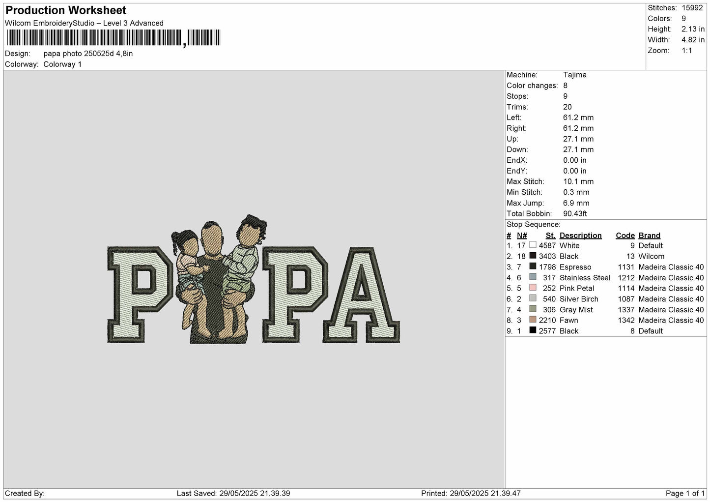 Dad Photo 2505d Embroidery File 6 sizes