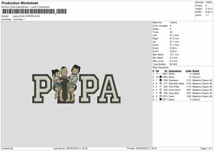 Dad Photo 2505d Embroidery File 6 sizes