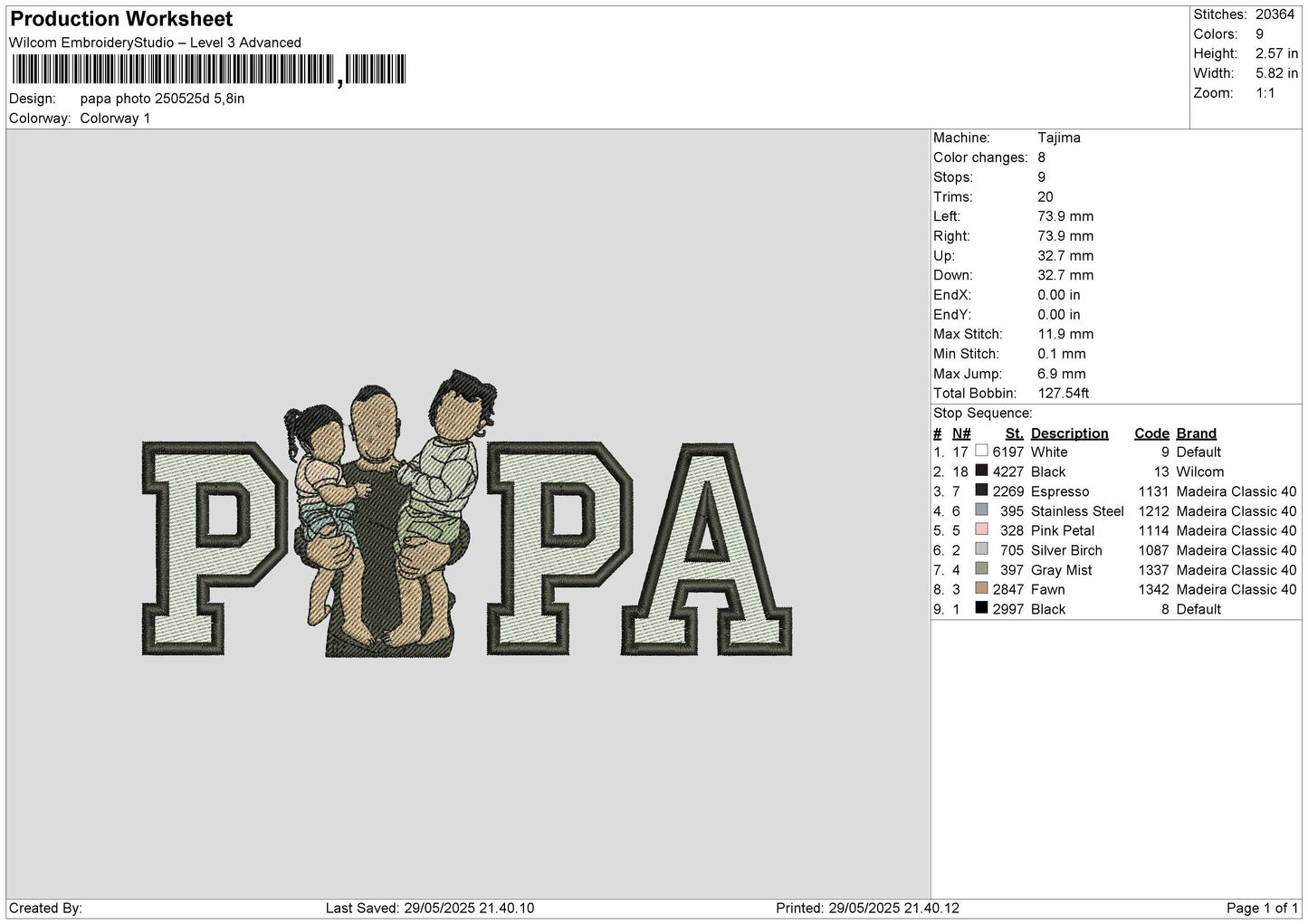 Dad Photo 2505d Embroidery File 6 sizes
