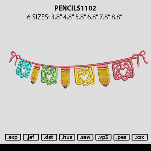 Pencils1102 Embroidery File 6 sizes