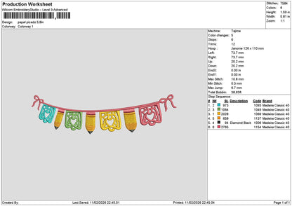 Pencils1102 Embroidery File 6 sizes