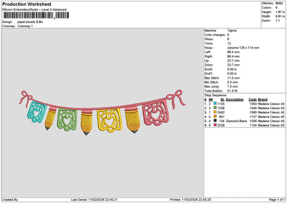 Pencils1102 Embroidery File 6 sizes