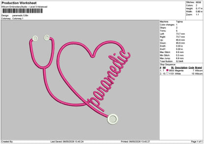 Paramedictext Embroidery File 6 sizes