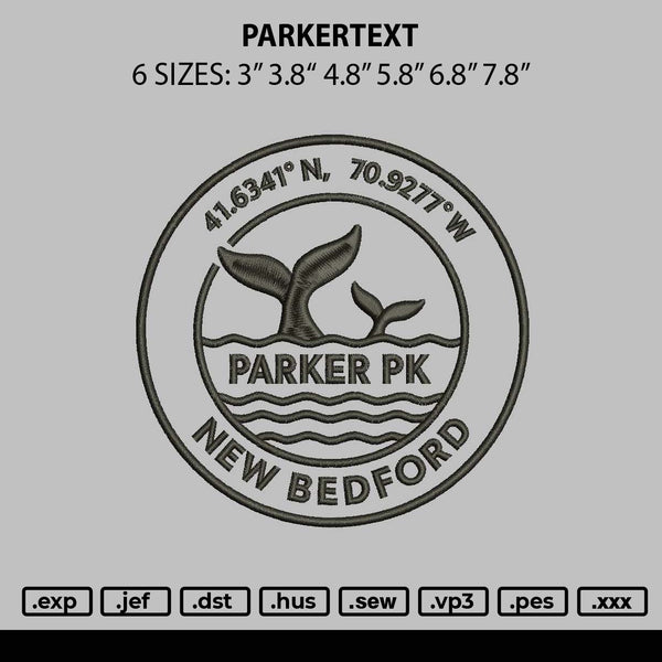 Parkertext Embroidery File 6 sizes