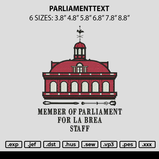 Perliamenttext Embroidery File 6 sizes