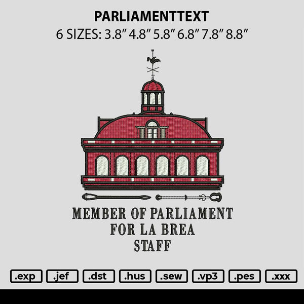 Perliamenttext Embroidery File 6 sizes