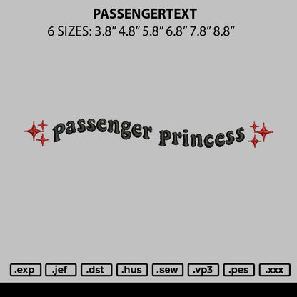 Passengertext Embroidery File 6 sizes