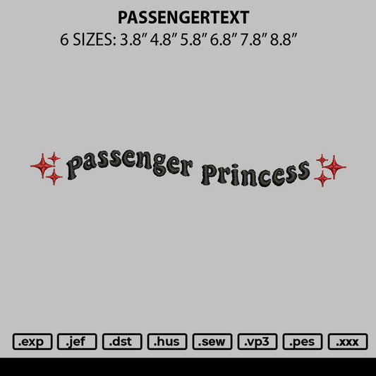 Passengertext Embroidery File 6 sizes
