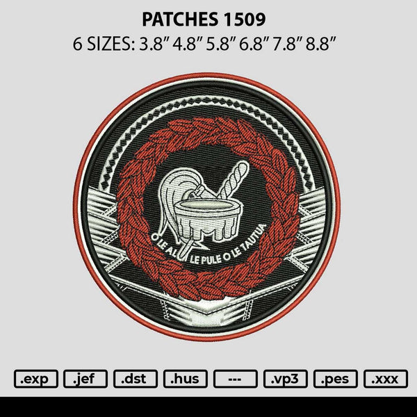 Patches 1509 Embroidery File 6 sizes