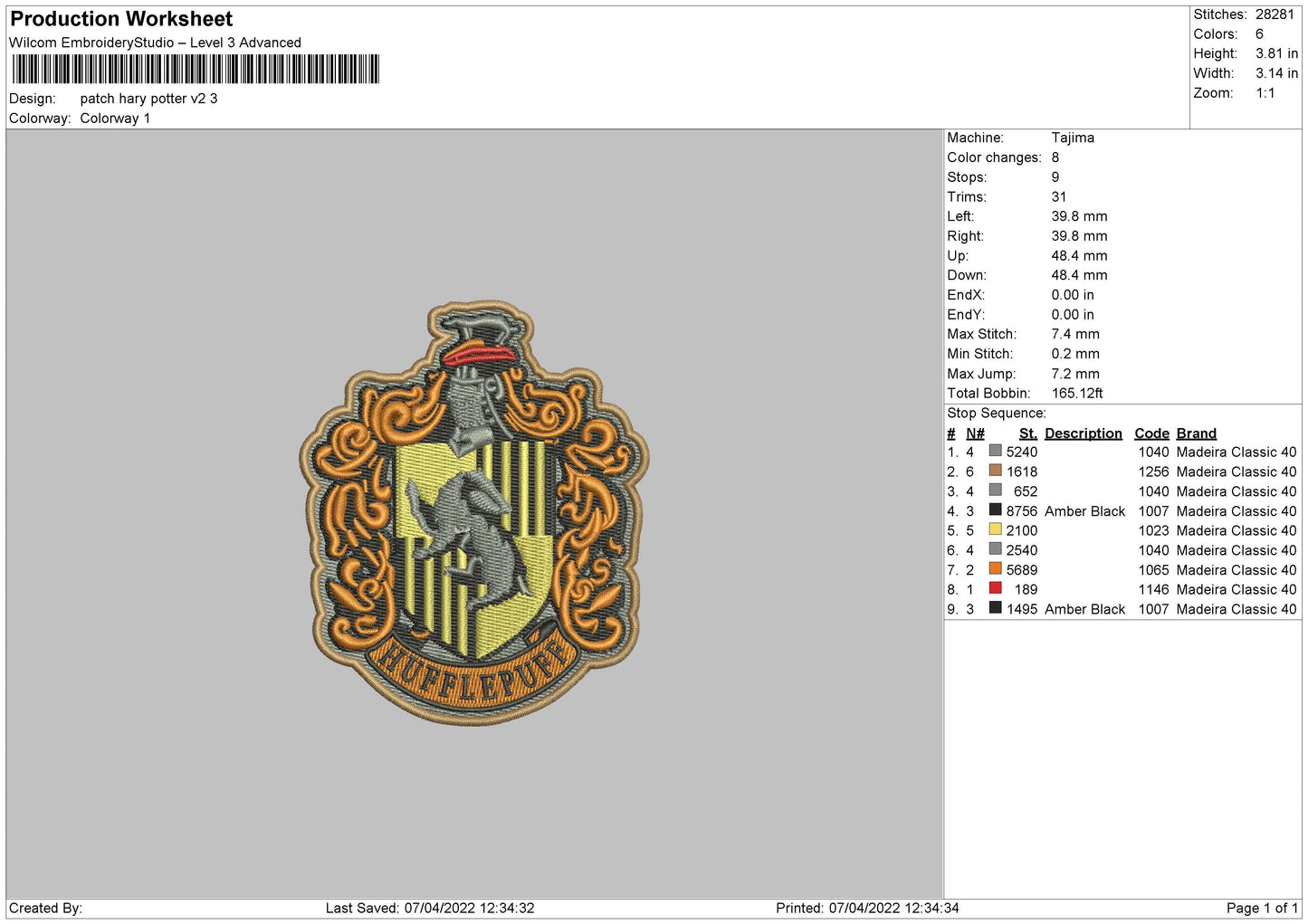 Patch Harry Potter V2 Embroidery File 4 size