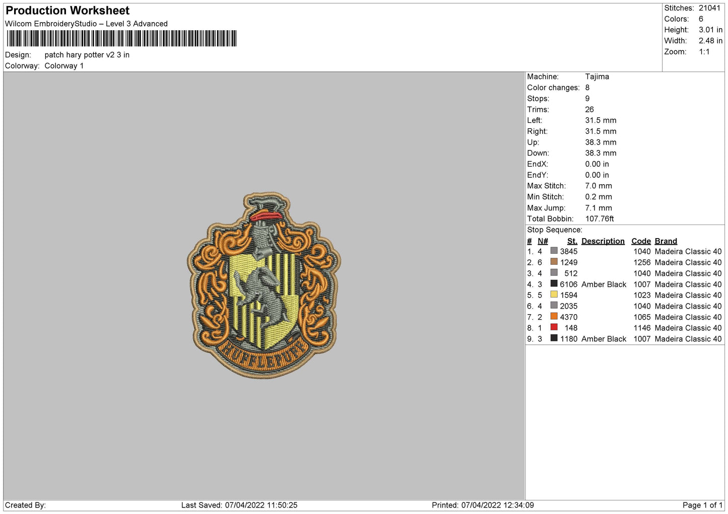 Patch Harry Potter V2 Embroidery File 4 size