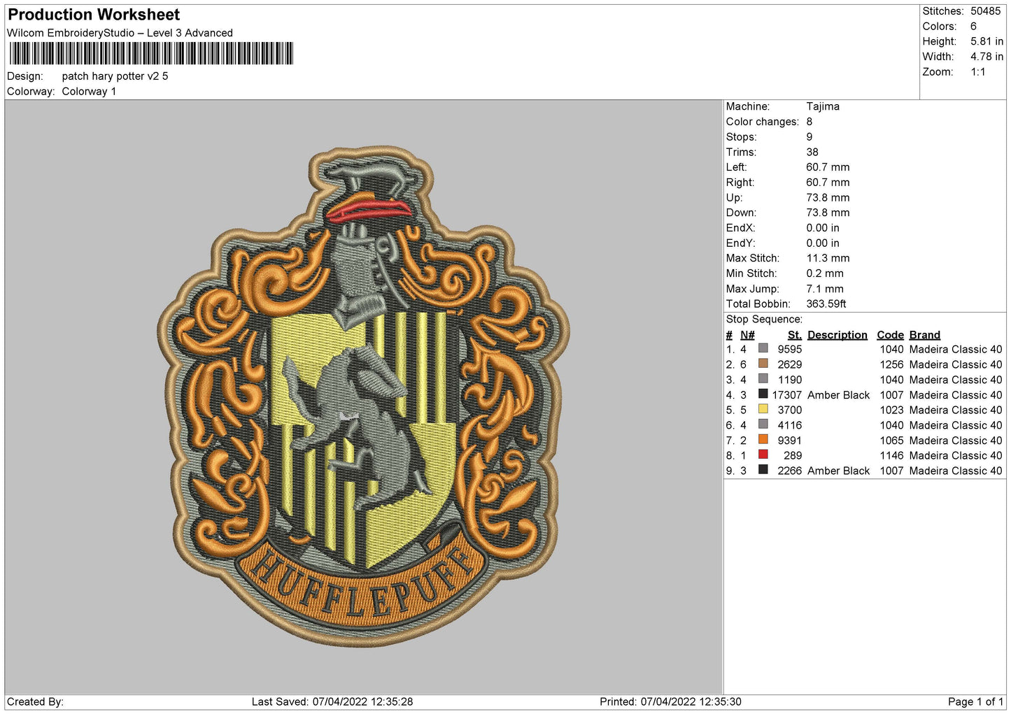 Patch Harry Potter V2 Embroidery File 4 size