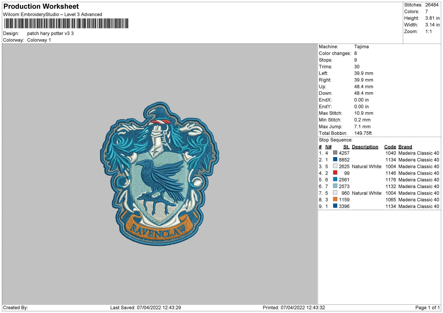 Patch Harry Potter V3 Embroidery File 4 size